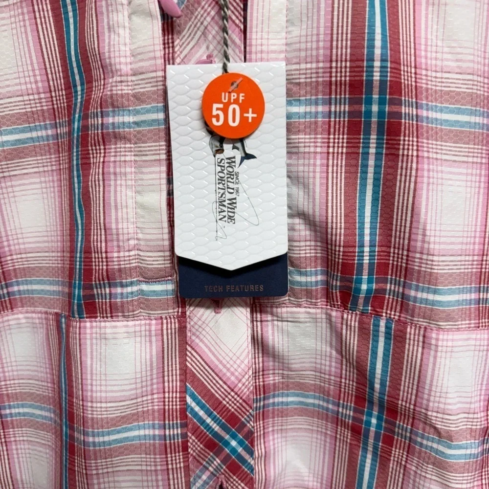 Bass pro shop XL Pink and Blue Plaid Button-Up Shirt - Picture 3 of 4